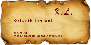 Kolarik Loránd névjegykártya